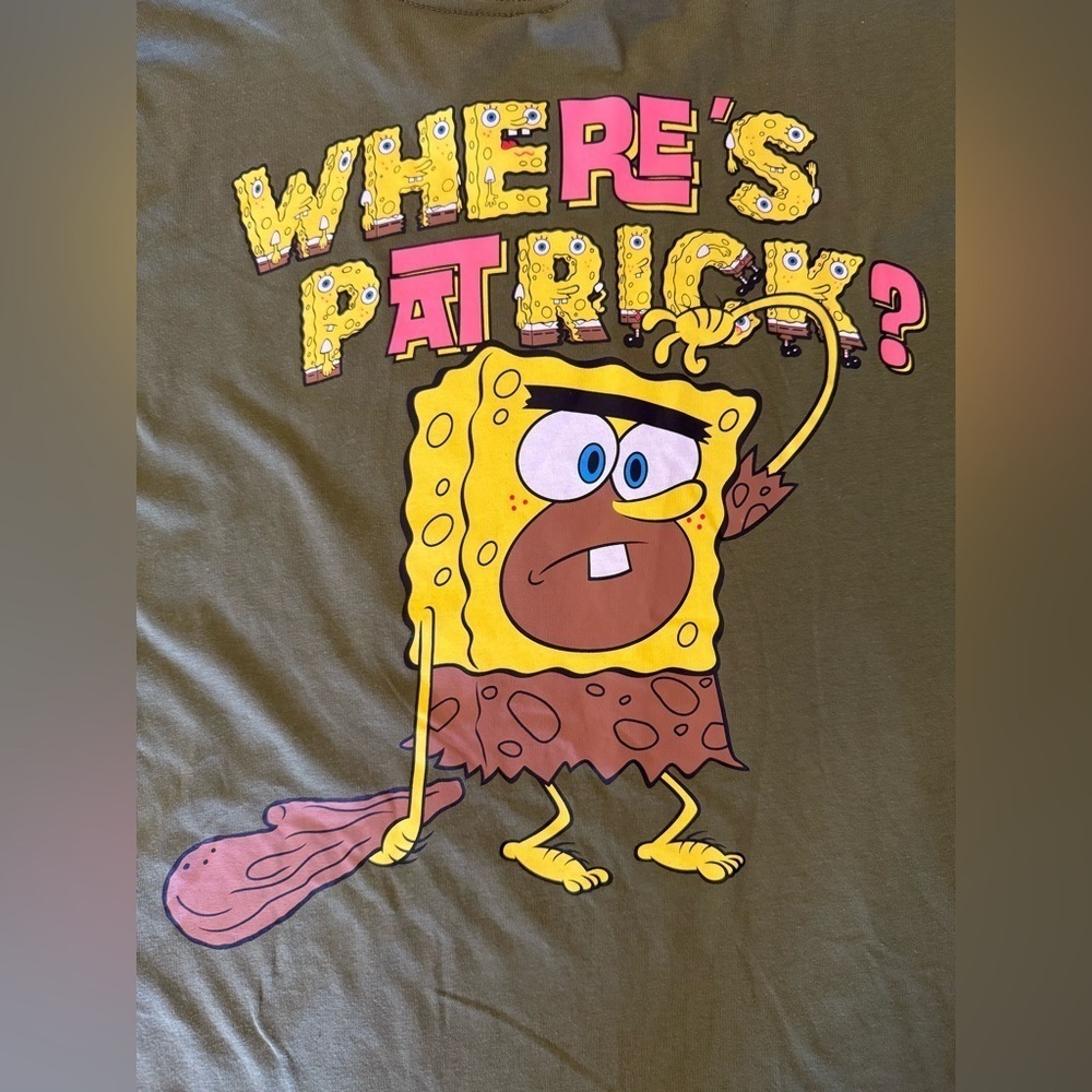 SpongeBob and Patrick caveman long sleeve shirt Nickelodeon size L green - Picture 4 of 13